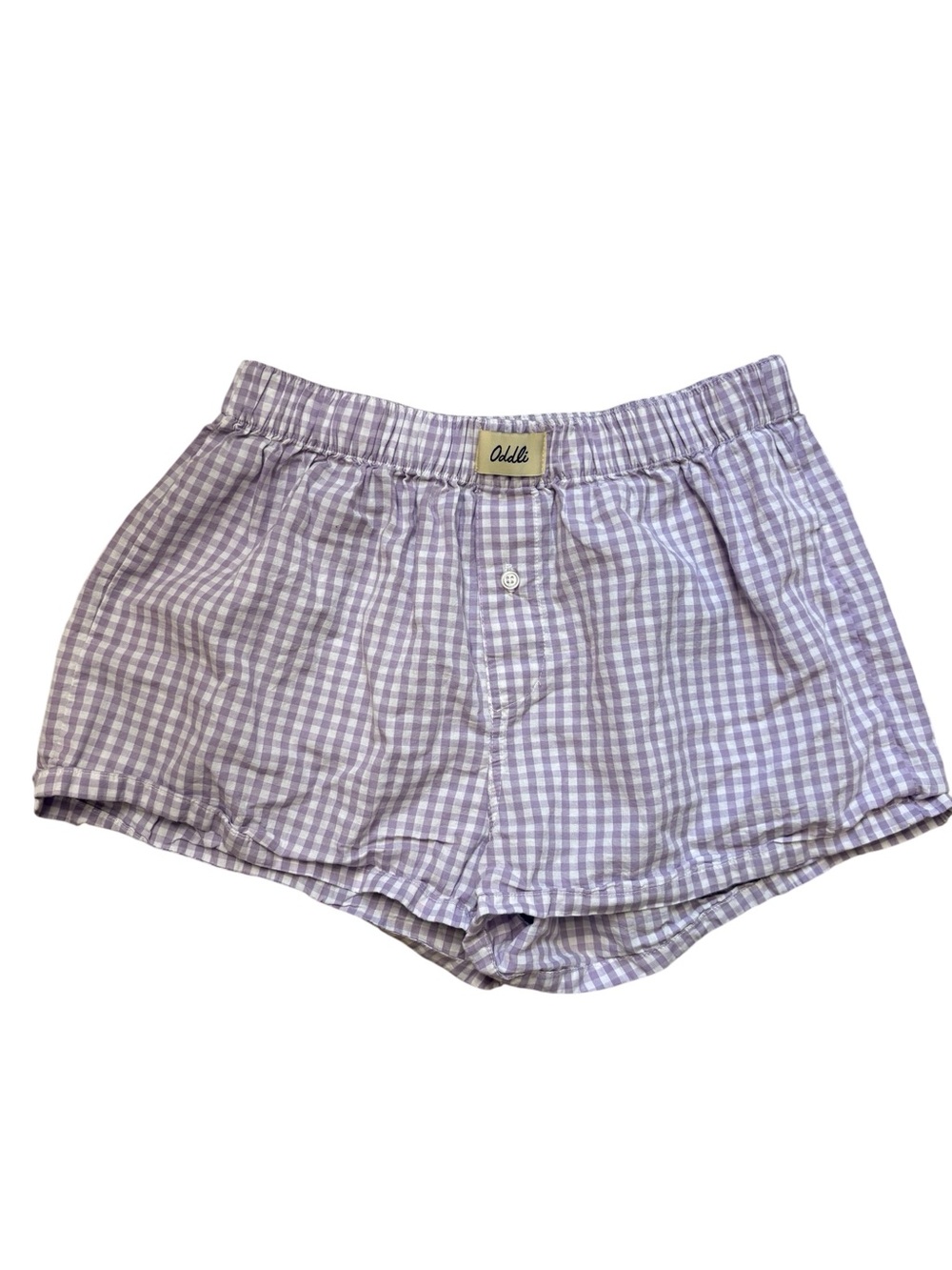 Oddli Lavender Gingham Pull On Boxer Shorts Women’s Small/Medium